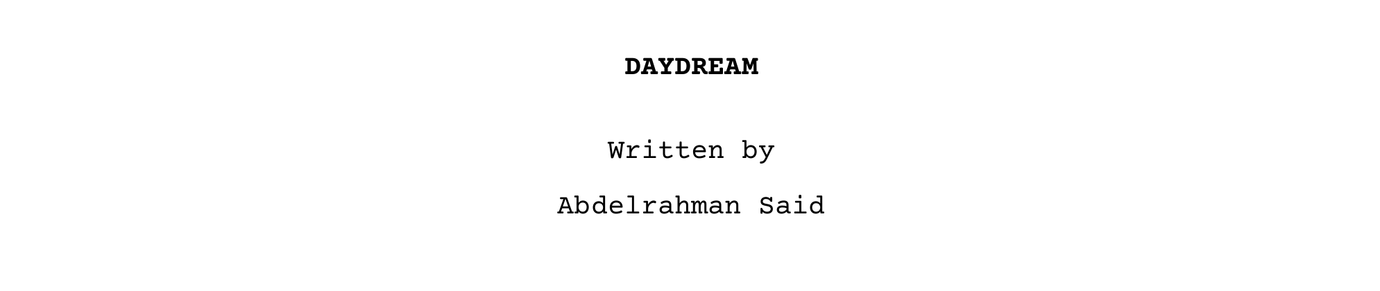 Daydream screenplay